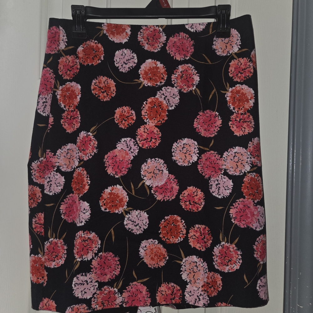 Talbots Black and Pink Floral Pencil Skirt